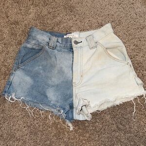 PacSun Two-Tone High-Rise Denim Shorts - Dark Blue & Light Blue